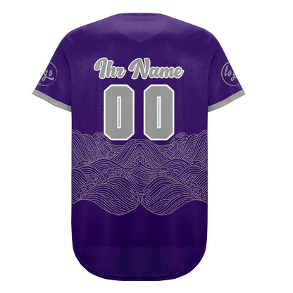 Benutzerdefiniert Lila Grau Personalisierter Baseball Jersey mit Farbverlauf Team Uniform mit Namen und Nummer