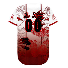 Benutzerdefiniert Rot Weiß Personalisierter Baseball Jersey mit Farbverlauf Team Uniform mit Namen und Nummer