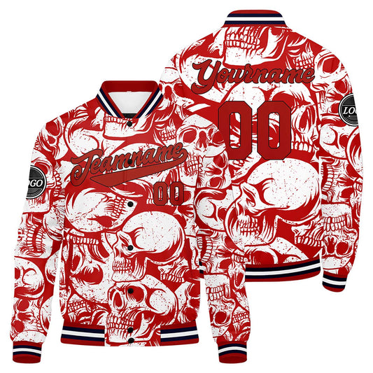 Benutzerdefinierte Rot Varsity-Jacke. Letterman-Jacke für Männer, Frauen und Jugendliche