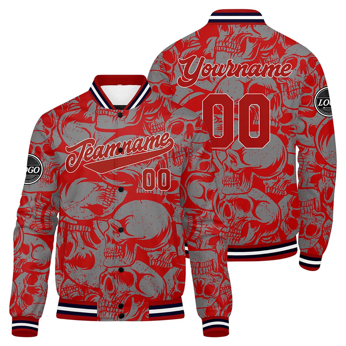Benutzerdefinierte Rot Grau Varsity-Jacke. Letterman-Jacke für Männer, Frauen und Jugendliche