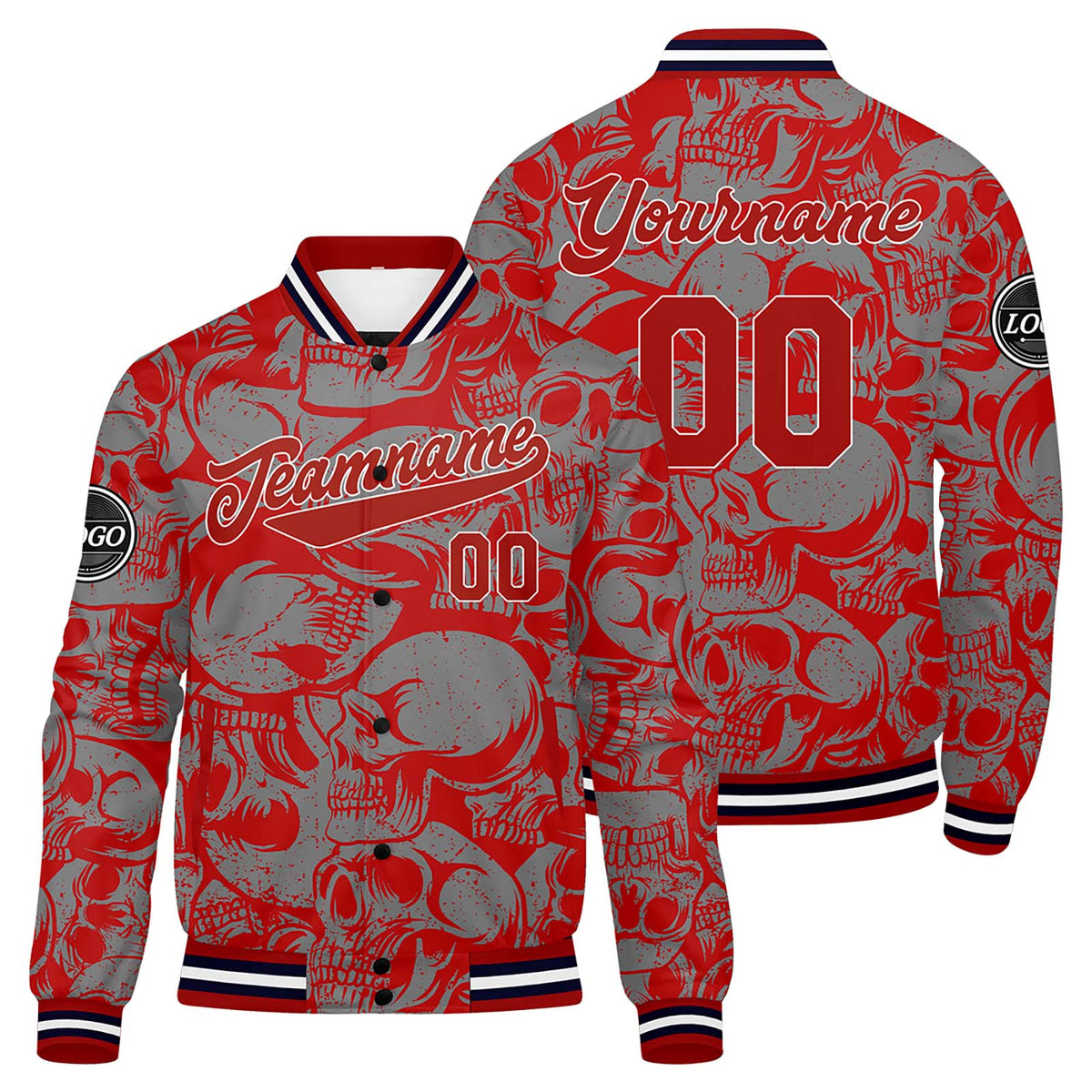 Benutzerdefinierte Rot Grau Varsity-Jacke. Letterman-Jacke für Männer, Frauen und Jugendliche