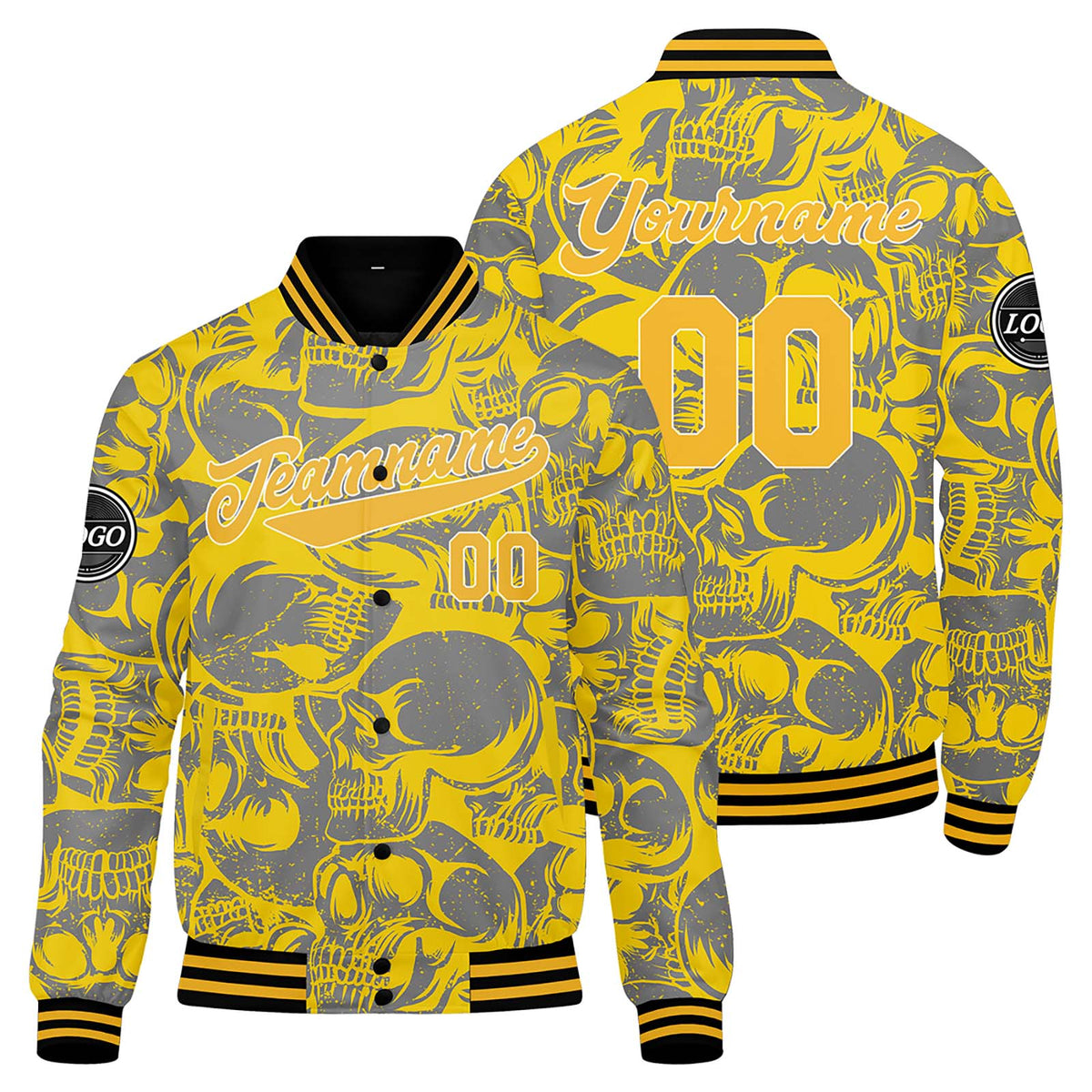 Benutzerdefinierte Gelb Grau Varsity-Jacke. Letterman-Jacke für Männer, Frauen und Jugendliche
