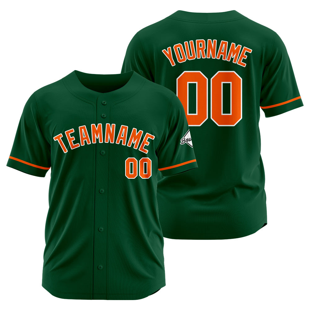 Benutzerdefinierte Authentisch Baseball-Trikot Dunkelgrün-Orange