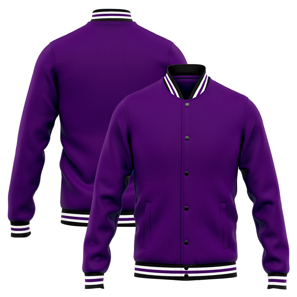 Benutzerdefinierte Varsity-Jacke. Letterman-Jacke für Männer, Frauen und Jugendliche Lila