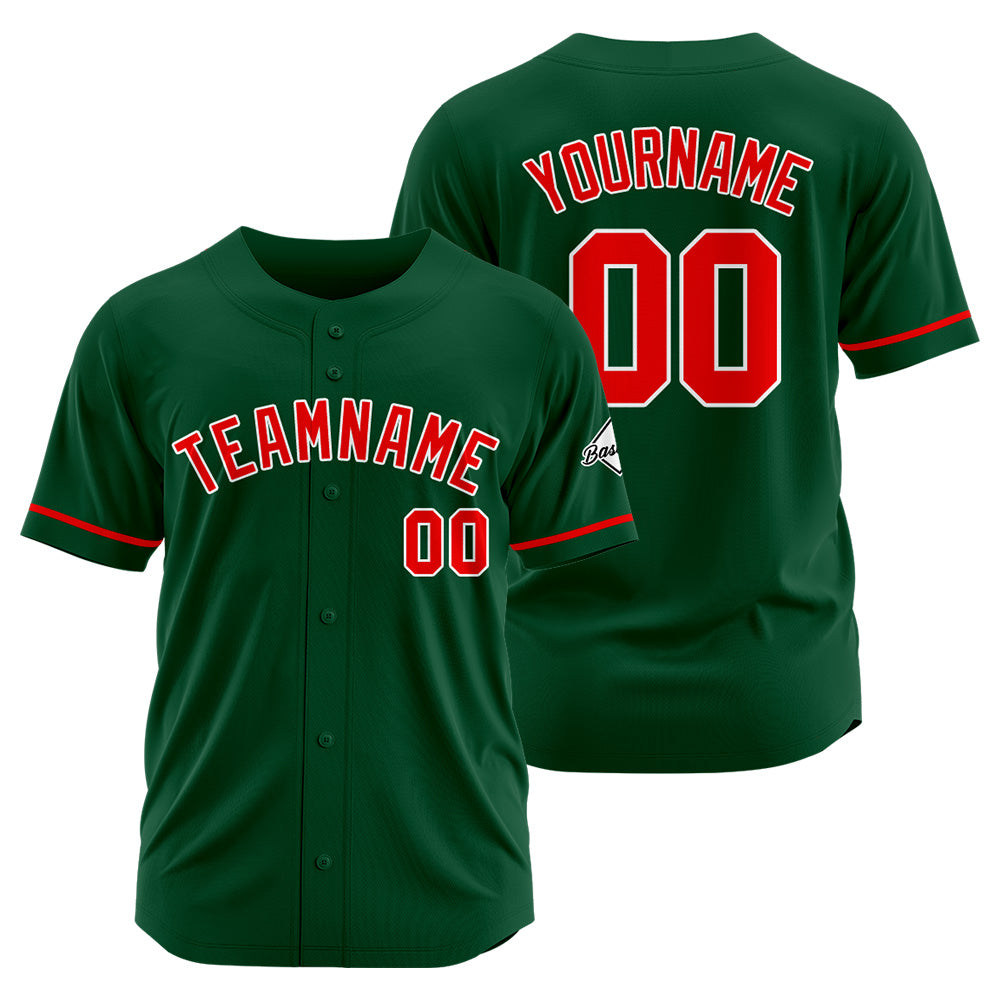 Benutzerdefinierte Authentisch Baseball-Trikot Dunkel Grün-Rot