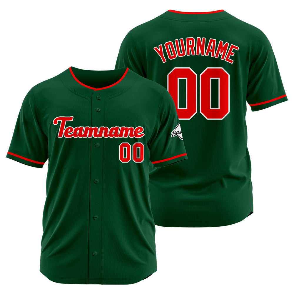 Benutzerdefinierte Authentisch Baseball-Trikot Dunkel Grün-Rot