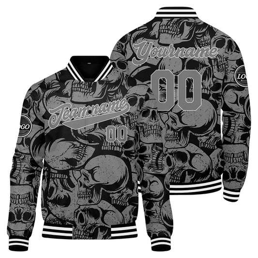 Benutzerdefinierte Schwarz Grau Varsity-Jacke. Letterman-Jacke für Männer, Frauen und Jugendliche