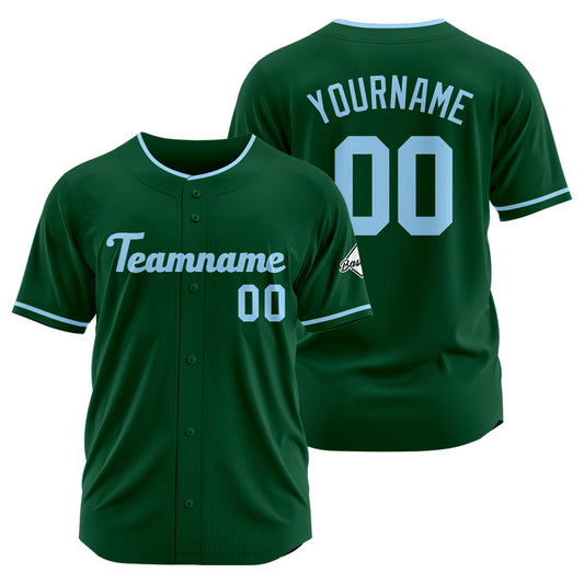 Benutzerdefinierte Authentisch Baseball-Trikot Dunkelgrün-Hellblau