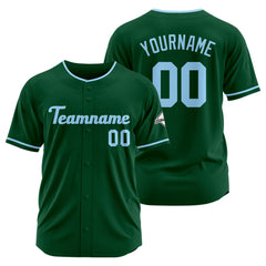 Benutzerdefinierte Authentisch Baseball-Trikot Dunkelgrün-Hellblau