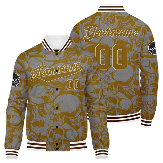 Benutzerdefinierte Braun Grau Varsity-Jacke. Letterman-Jacke für Männer, Frauen und Jugendliche