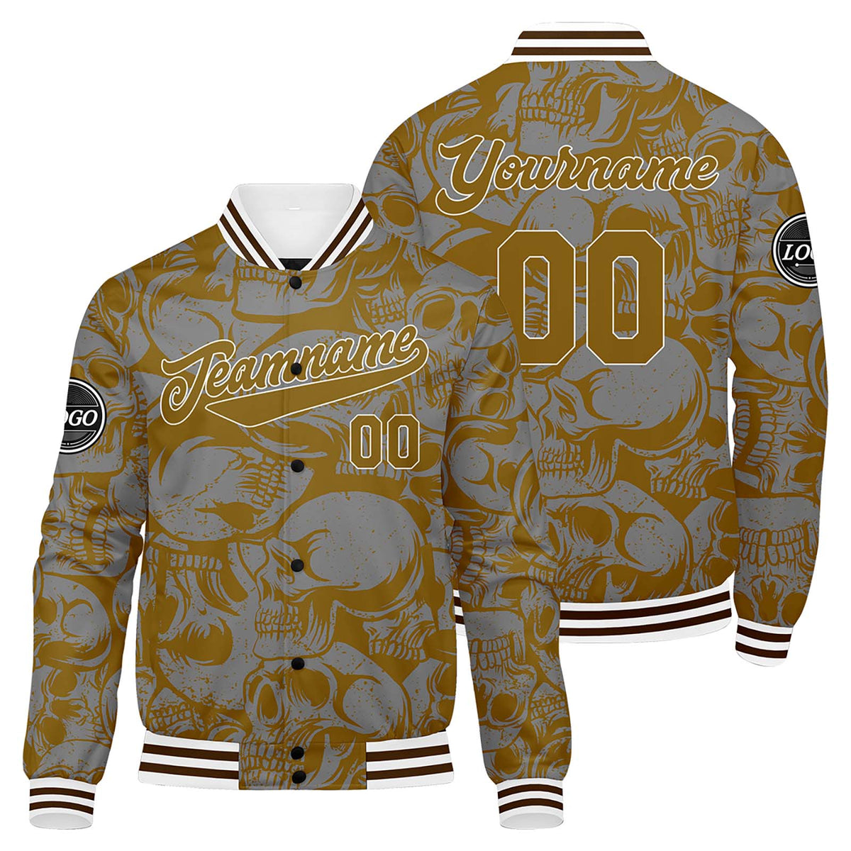 Benutzerdefinierte Braun Grau Varsity-Jacke. Letterman-Jacke für Männer, Frauen und Jugendliche