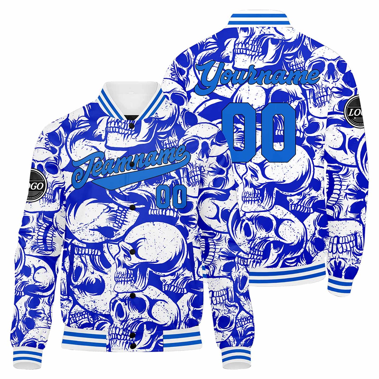 Benutzerdefinierte Dunkelblau Varsity-Jacke. Letterman-Jacke für Männer, Frauen und Jugendliche
