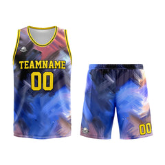 Benutzerdefinierter Basketball Jersey Uniform Anzug gedruckt Ihr Logo Name Nummer Gelb&Blau