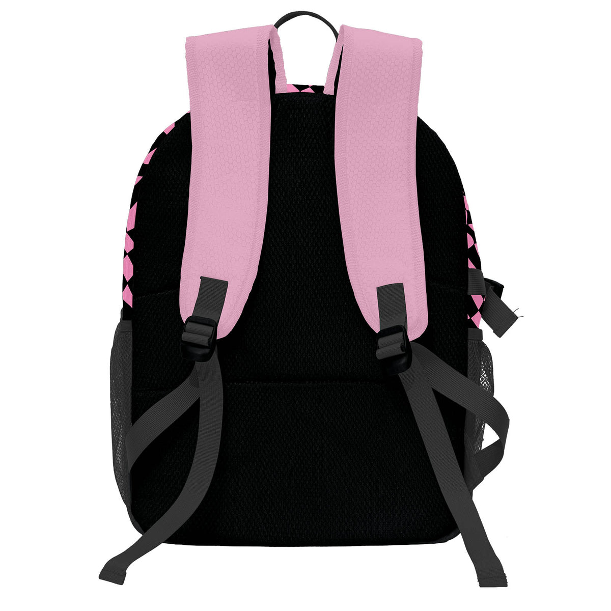 Personalisierter Basketball - und Fußballrucksack in Pink und Schwarz mit Spielernamen & Nummern und Teamlogo #BP-0919-0027