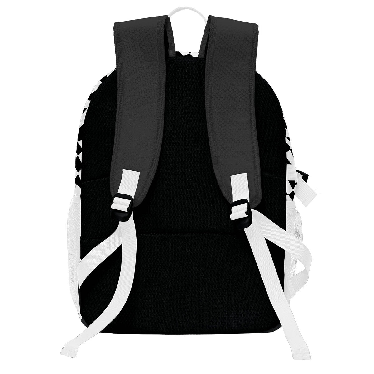 Personalisierter Basketball - und Fußballrucksack in Schwarz - Weiß mit Spielernamen & Nummern und Teamlogo #BP-0919-0001