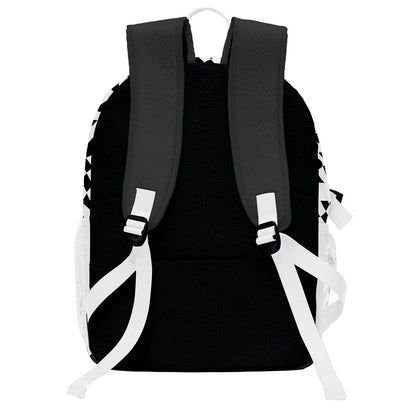 Personalisierter Basketball - und Fußballrucksack in Schwarz - Weiß mit Spielernamen & Nummern und Teamlogo #BP-0919-0001
