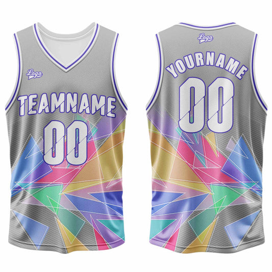 Benutzerdefinierter Grau Basketball Jersey Uniform Anzug gedruckt Ihr Logo Name Nummer