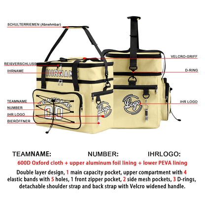 Maßgeschickerte Gelb Schwarz vollflächig bedruckte isolierte Kühltasche mit Doppelwand Wasserdichte 600D Oxford Picknick-Tragetasche für Teamevents & Outdoor-Grillen