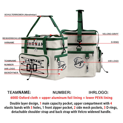 Maßgeschickerte Grau Grün vollflächig bedruckte isolierte Kühltasche mit Doppelwand Wasserdichte 600D Oxford Picknick-Tragetasche für Teamevents & Outdoor-Grillen