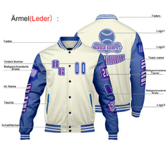 Maßgeschneiderte Rot Blau Lila Letterman Varsity Jacket Individuelle Stickerei  Druck nach Ihrem Wunsch