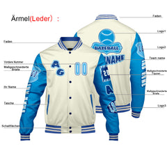 Maßgeschneiderte Rot Blau Letterman Varsity Jacket Individuelle Stickerei  Druck nach Ihrem Wunsch