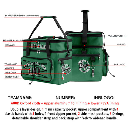 Maßgeschickerte Grün Schwarz vollflächig bedruckte isolierte Kühltasche mit Doppelwand Wasserdichte 600D Oxford Picknick-Tragetasche für Teamevents & Outdoor-Grillen