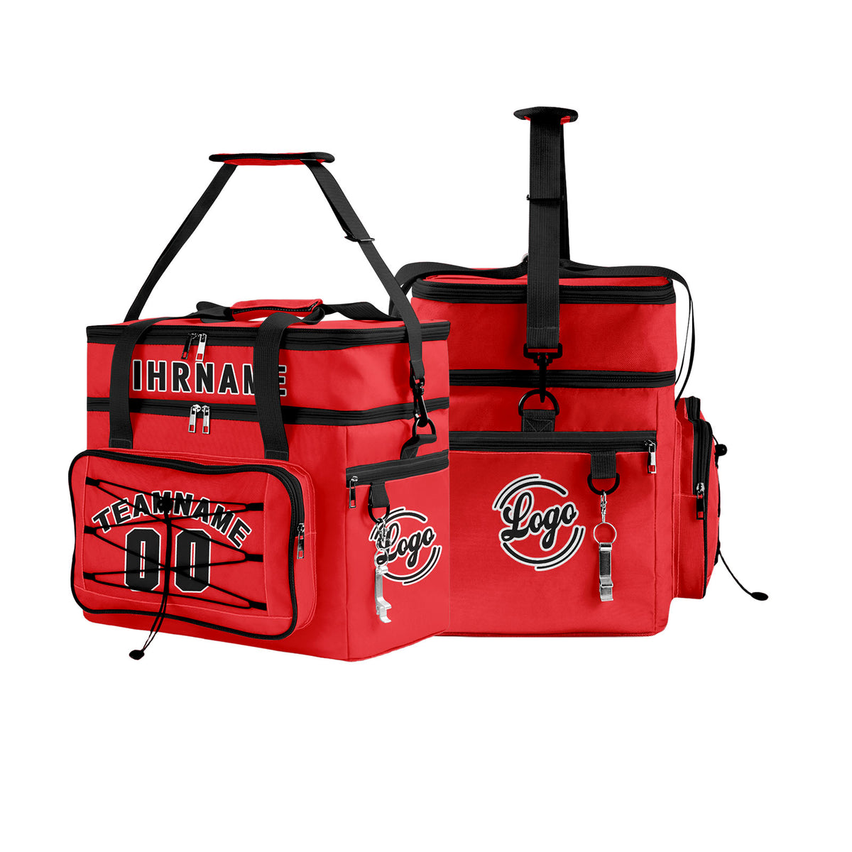Maßgeschickerte Rot Schwarz vollflächig bedruckte isolierte Kühltasche mit Doppelwand Wasserdichte 600D Oxford Picknick-Tragetasche für Teamevents & Outdoor-Grillen