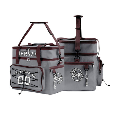 Maßgeschickerte Grau Braun vollflächig bedruckte isolierte Kühltasche mit Doppelwand Wasserdichte 600D Oxford Picknick-Tragetasche für Teamevents & Outdoor-Grillen