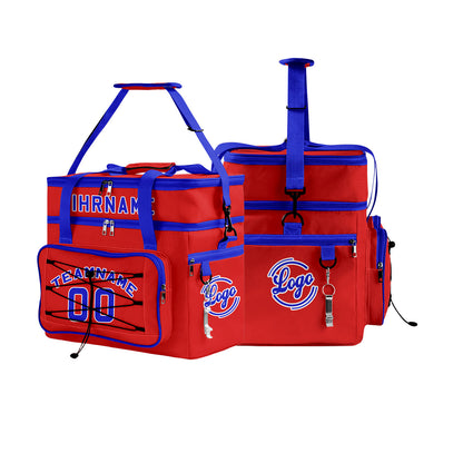 Maßgeschickerte Rot Blau vollflächig bedruckte isolierte Kühltasche mit Doppelwand Wasserdichte 600D Oxford Picknick-Tragetasche für Teamevents & Outdoor-Grillen