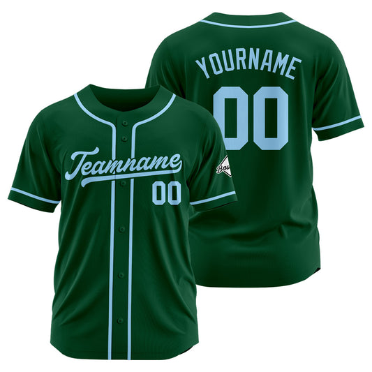 Benutzerdefinierte Authentisch Baseball-Trikot Dunkelgrün-Hellblau