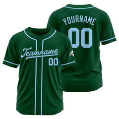 Benutzerdefinierte Authentisch Baseball-Trikot Dunkelgrün-Hellblau