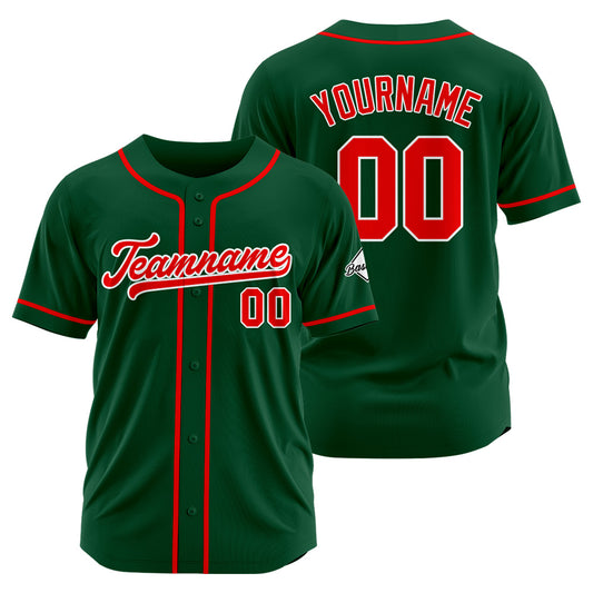 Benutzerdefinierte Authentisch Baseball-Trikot Dunkel Grün-Rot