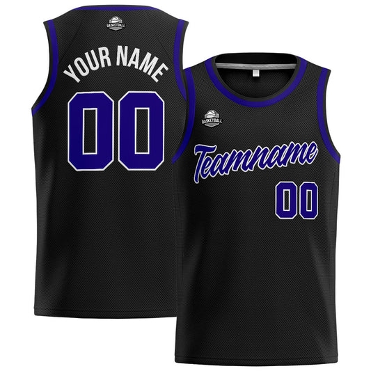 Benutzerdefinierte Authentisch  Basketball Trikot Schwarz-Royal