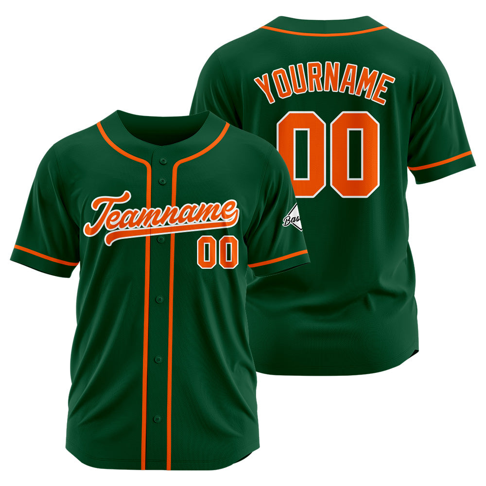 Benutzerdefinierte Authentisch Baseball-Trikot Dunkelgrün-Orange