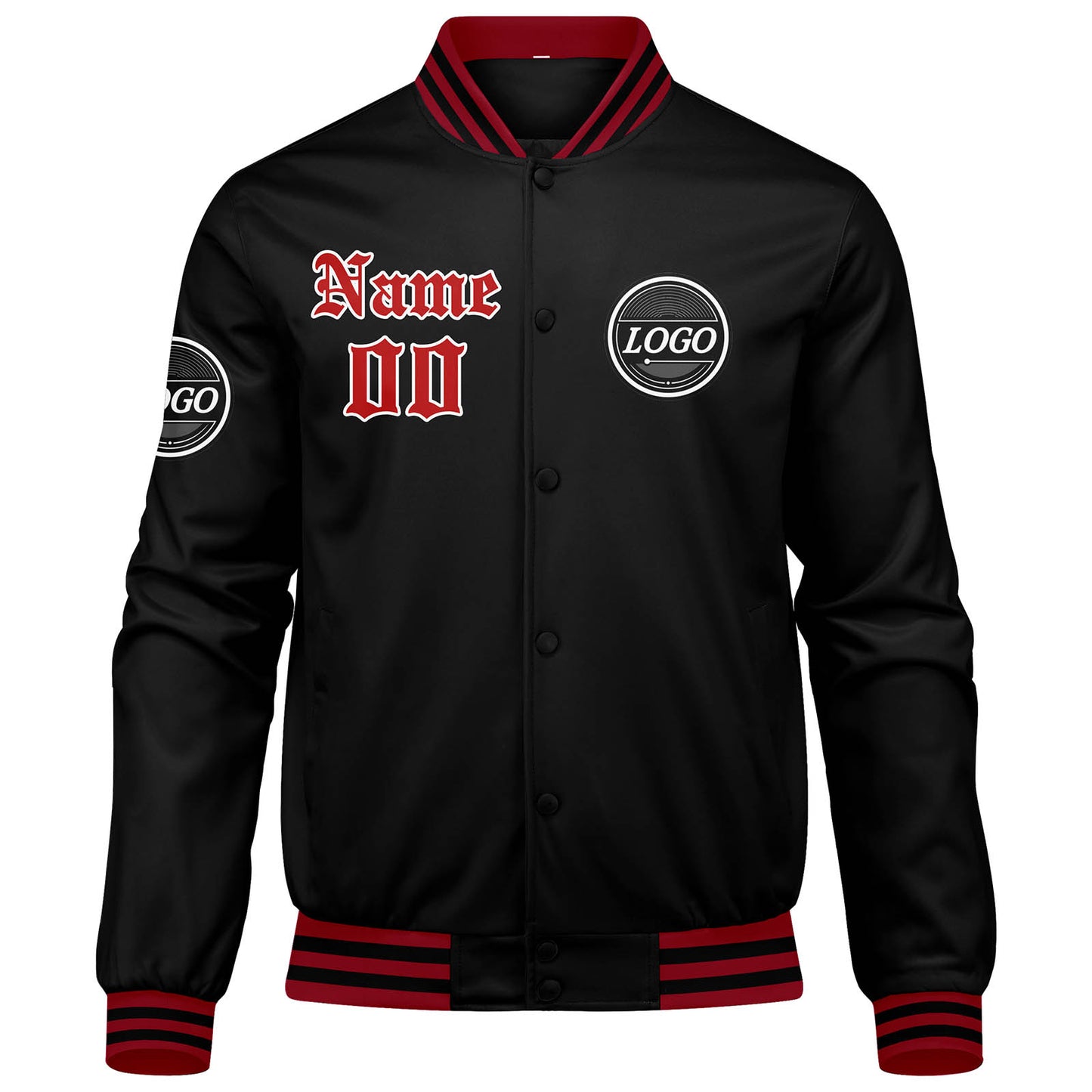 Benutzerdefinierte Verlauf Varsity-Jacke. Letterman-Jacke Rot