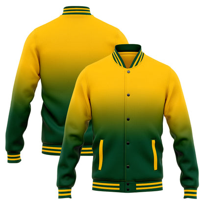 Benutzerdefinierte Varsity-Jacke. Letterman-Jacke für Männer, Frauen und Jugendliche Grün Gelb