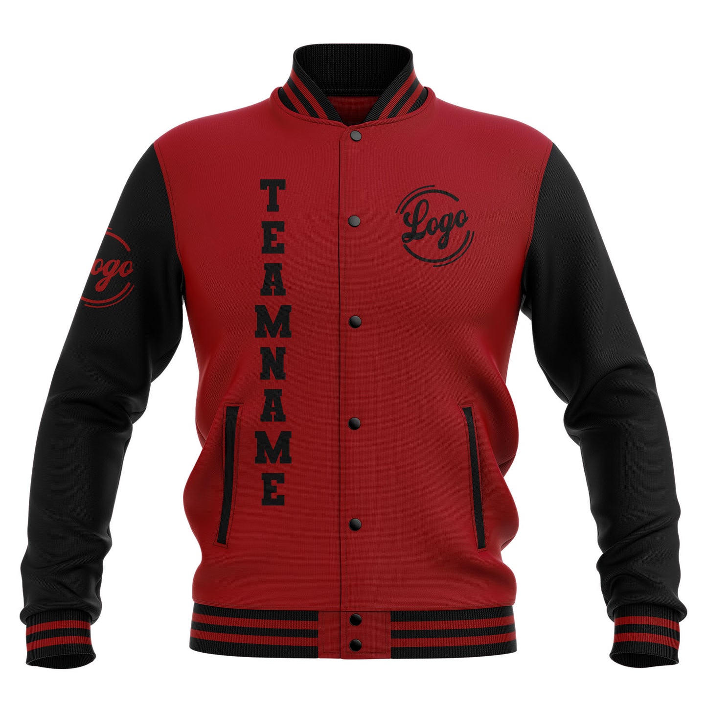 Benutzerdefiniert Schwarz Rot Wasserdichte Varsity Jacken Personalisiert genäht Name Nummer Logo zu Letterman Jacken