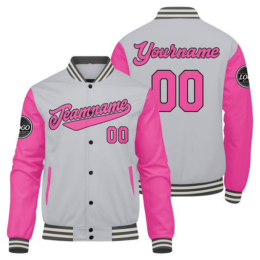 Benutzerdefinierte Verlauf Varsity-Jacke. Letterman-Jacke Pink