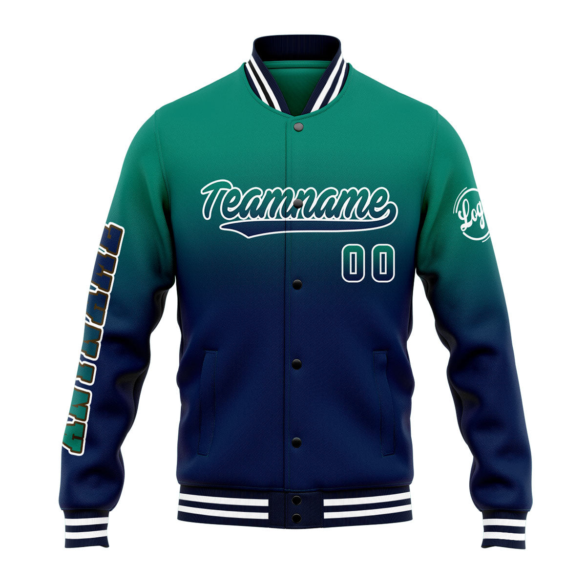 Benutzerdefinierte Verlauf Varsity-Jacke. Letterman-Jacke Grüne Marine