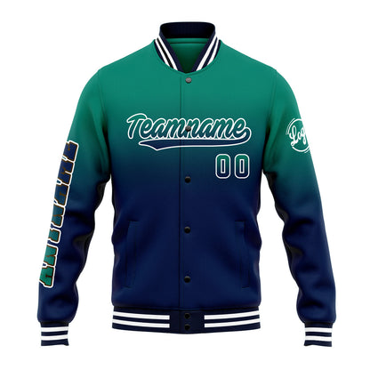 Benutzerdefinierte Verlauf Varsity-Jacke. Letterman-Jacke Grüne Marine