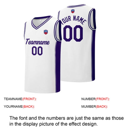 Individuelle Basketball-Jersey-Shorts für Männer und Frauen. Gestickter und gedruckter Name, Nummer und Logo Weiß