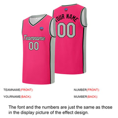 Individuelle Basketball-Jersey-Shorts für Männer und Frauen. Gestickter und gedruckter Name, Nummer und Logo Rosa