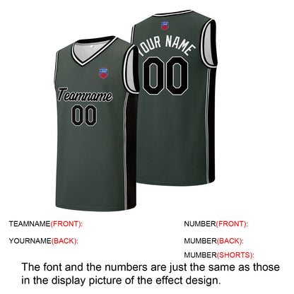 Individuelle Basketball-Jersey-Shorts für Männer und Frauen. Gestickter und gedruckter Name, Nummer und Logo Grau&Schwarz