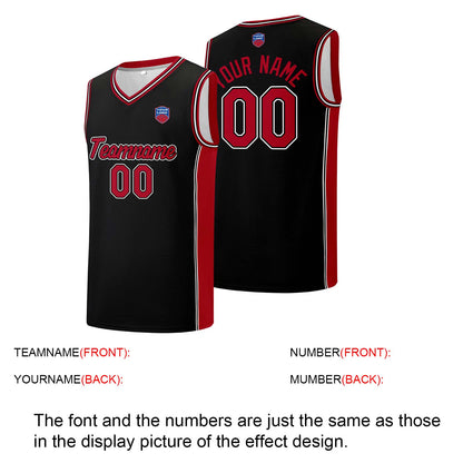 Individuelle Basketball-Jersey-Shorts für Männer und Frauen. Gestickter und gedruckter Name, Nummer und Logo Schwarz