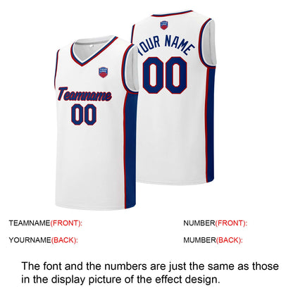 Individuelle Basketball-Jersey-Shorts für Männer und Frauen. Gestickter und gedruckter Name, Nummer und Logo Weiß