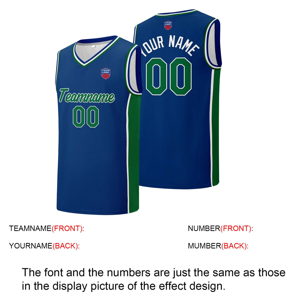 Individuelle Basketball-Jersey-Shorts für Männer und Frauen. Gestickter und gedruckter Name, Nummer und Logo Blau