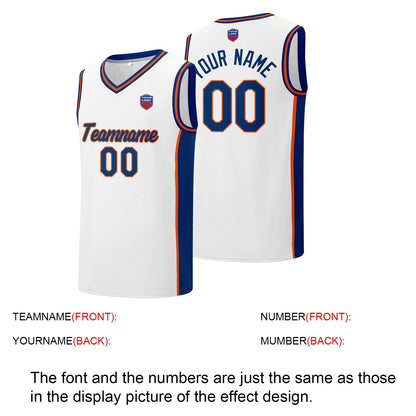 Individuelle Basketball-Jersey-Shorts für Männer und Frauen. Gestickter und gedruckter Name, Nummer und Logo Weiß