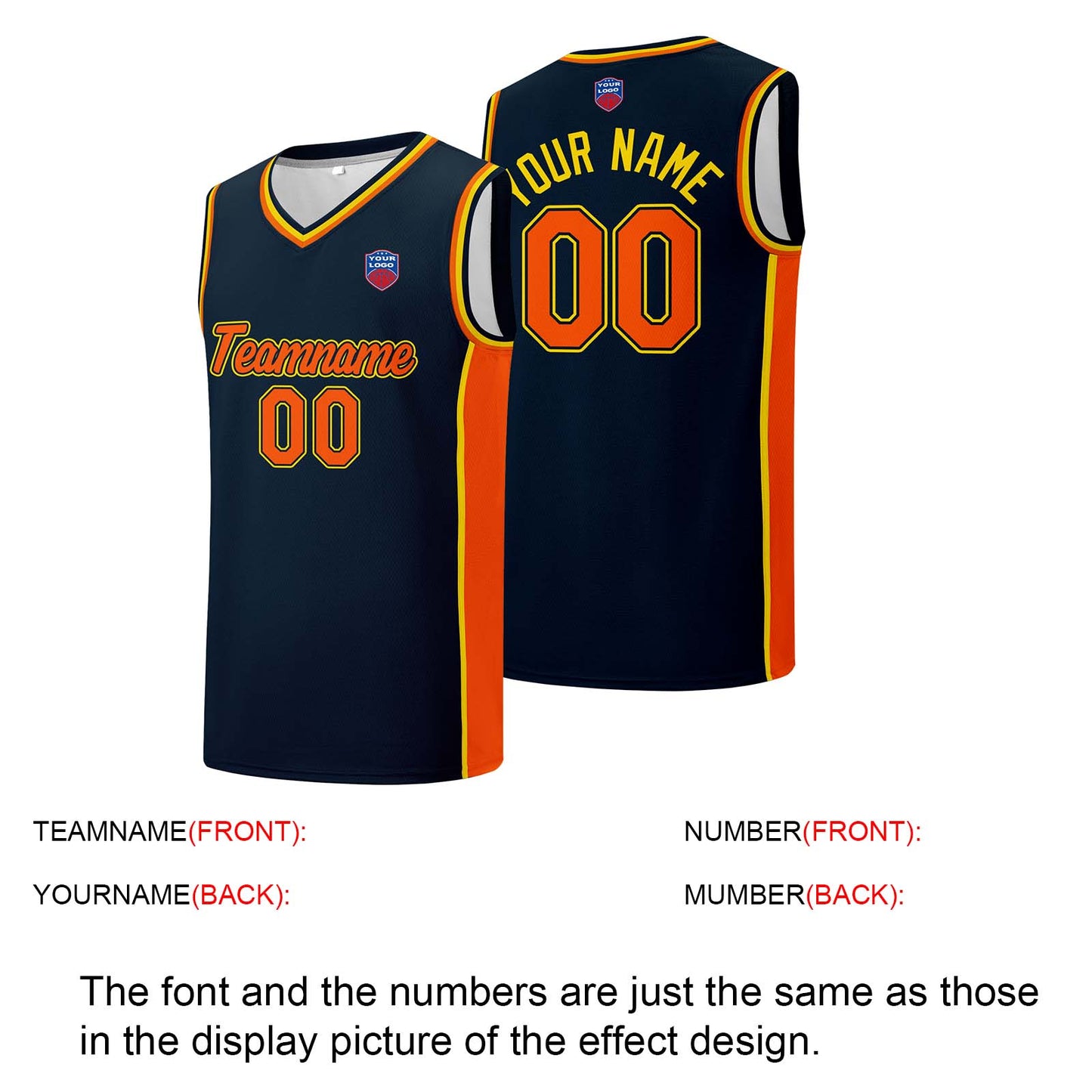 Individuelle Basketball-Jersey-Shorts für Männer und Frauen. Gestickter und gedruckter Name, Nummer und Logo Marine