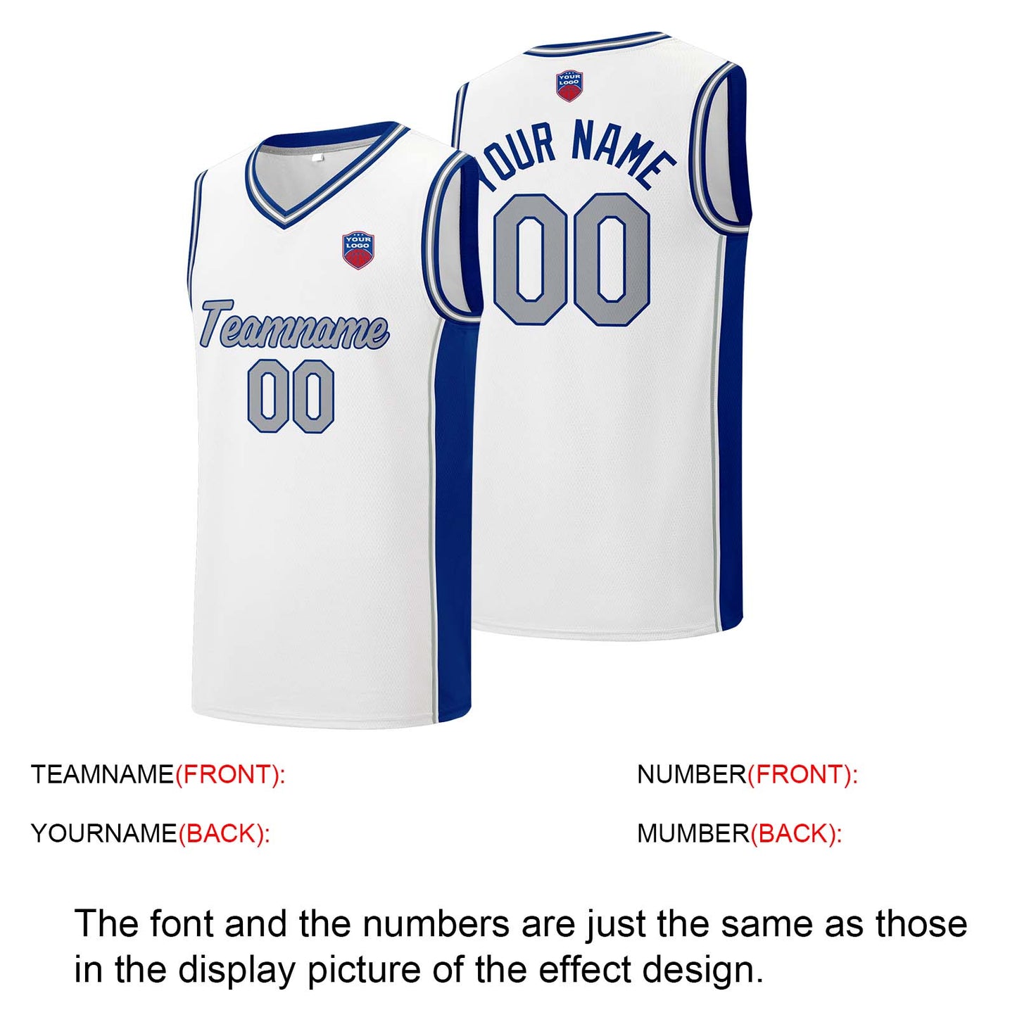 Individuelle Basketball-Jersey-Shorts für Männer und Frauen. Gestickter und gedruckter Name, Nummer und Logo Weiß