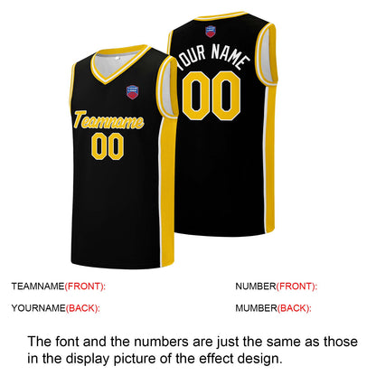 Individuelle Basketball-Jersey-Shorts für Männer und Frauen. Gestickter und gedruckter Name, Nummer und Logo Schwarz